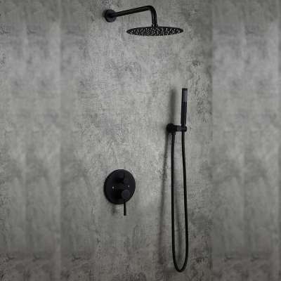 HM004 Round luxury HANDHELD MATTE black sus304 conceal shower set rainfall wall mount