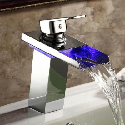 Modern Bathroom Mixer Deck Mounted Brass LED Basin bath faucet mixer