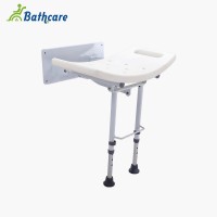 Bathroom Adjustable Stool Bench Bracket Wall Mounted Folding Shower Seat Chair with Legs